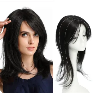 UDU Hair Toppers for Women for Thinning Hair Synthetic Hair Toppers Hair Pieces for Women Ladies Muti-layer Long Straight Wavy Clip in Wiglets with Fringe bangs