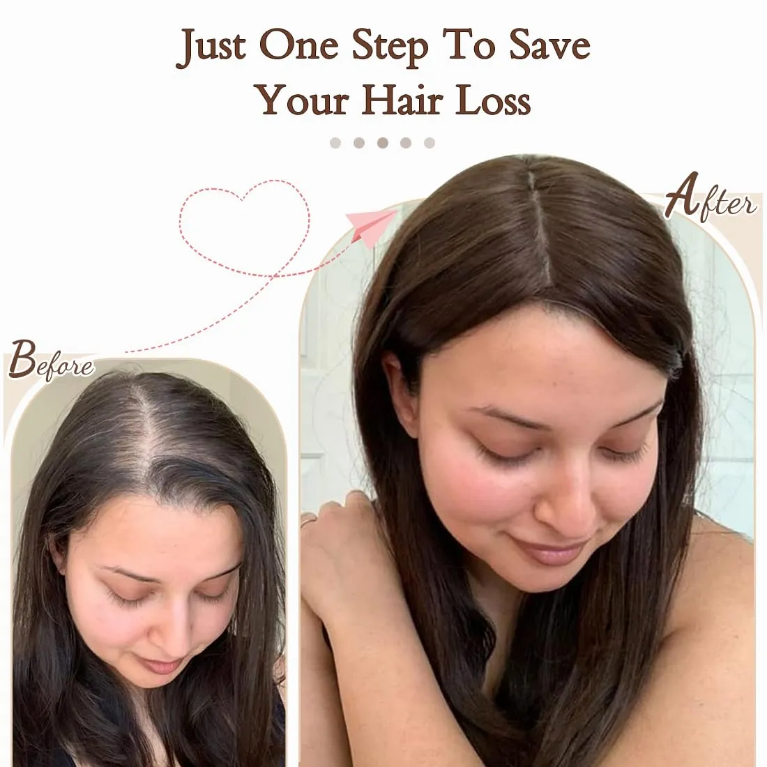 UDU Hair Toppers for Women with Thinning Hair Synthetic Hair Toppers Hair Pieces for Women Ladies Dark Brown Highlights Muti-layer Long Straight Wavy Clip in Wiglets with Fringe bangs