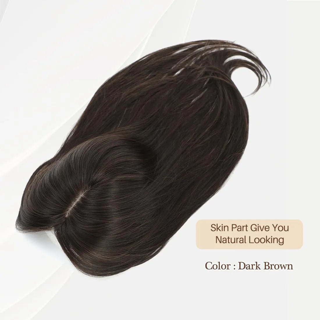 UDU Hair Toppers for Women with Thinning Hair Synthetic Hair Toppers Hair Pieces for Women Ladies Dark Brown Highlights Muti-layer Long Straight Wavy Clip in Wiglets with Fringe bangs