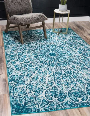 Unique Loom Sofia Collection Area Rug - Grace (3' 3" x 5' 3", Turquoise/ Ivory)
