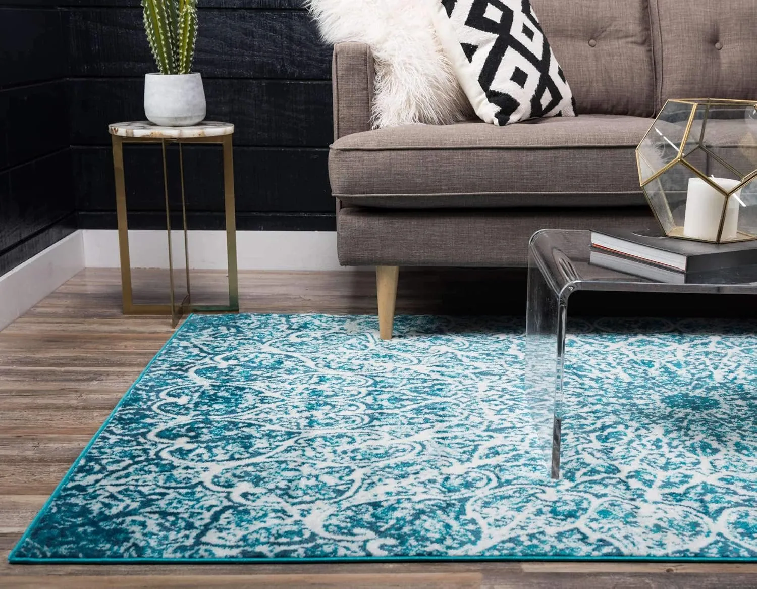 Unique Loom Sofia Collection Area Rug - Grace (3' 3" x 5' 3", Turquoise/ Ivory)
