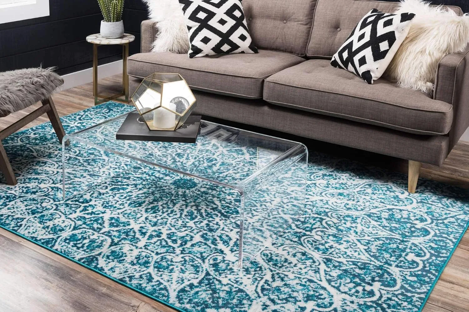 Unique Loom Sofia Collection Area Rug - Grace (3' 3" x 5' 3", Turquoise/ Ivory)