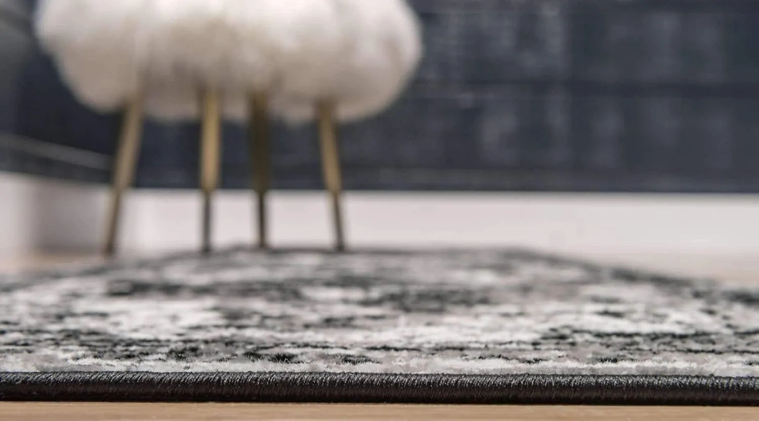 Unique Loom Sofia Collection Area Rug - Salle Garnier (2' x 6' 9" Runner, Black/ Ivory)