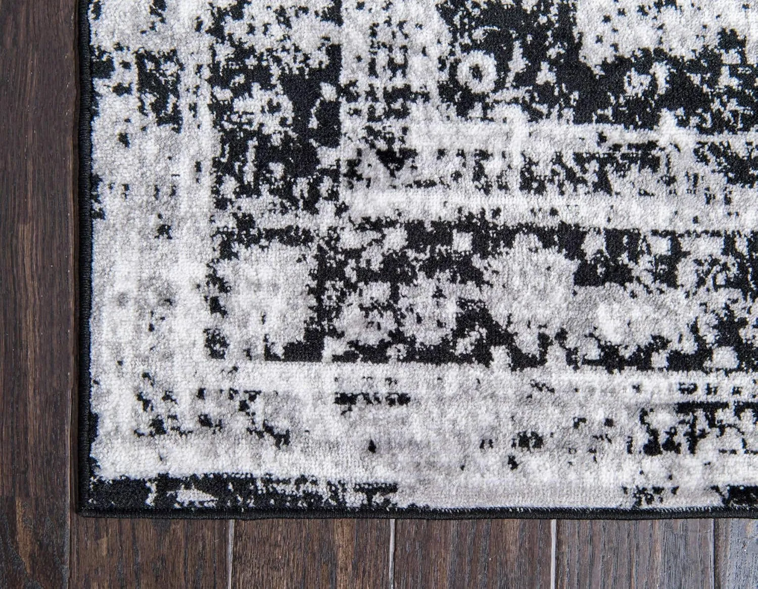 Unique Loom Sofia Collection Area Rug - Salle Garnier (2' x 6' 9" Runner, Black/ Ivory)