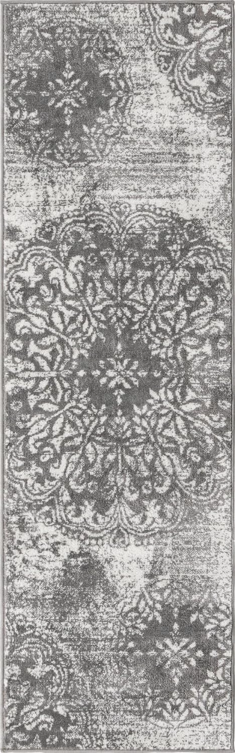Unique Loom Sofia Collection Area Rug - Grand (2' x 6' 7" Runner Gray/Ivory)