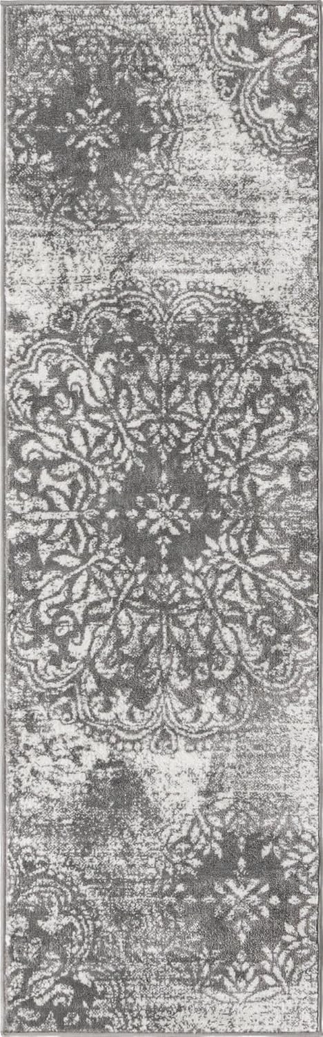 Unique Loom Sofia Collection Area Rug - Grand (2' x 6' 7" Runner Gray/Ivory)
