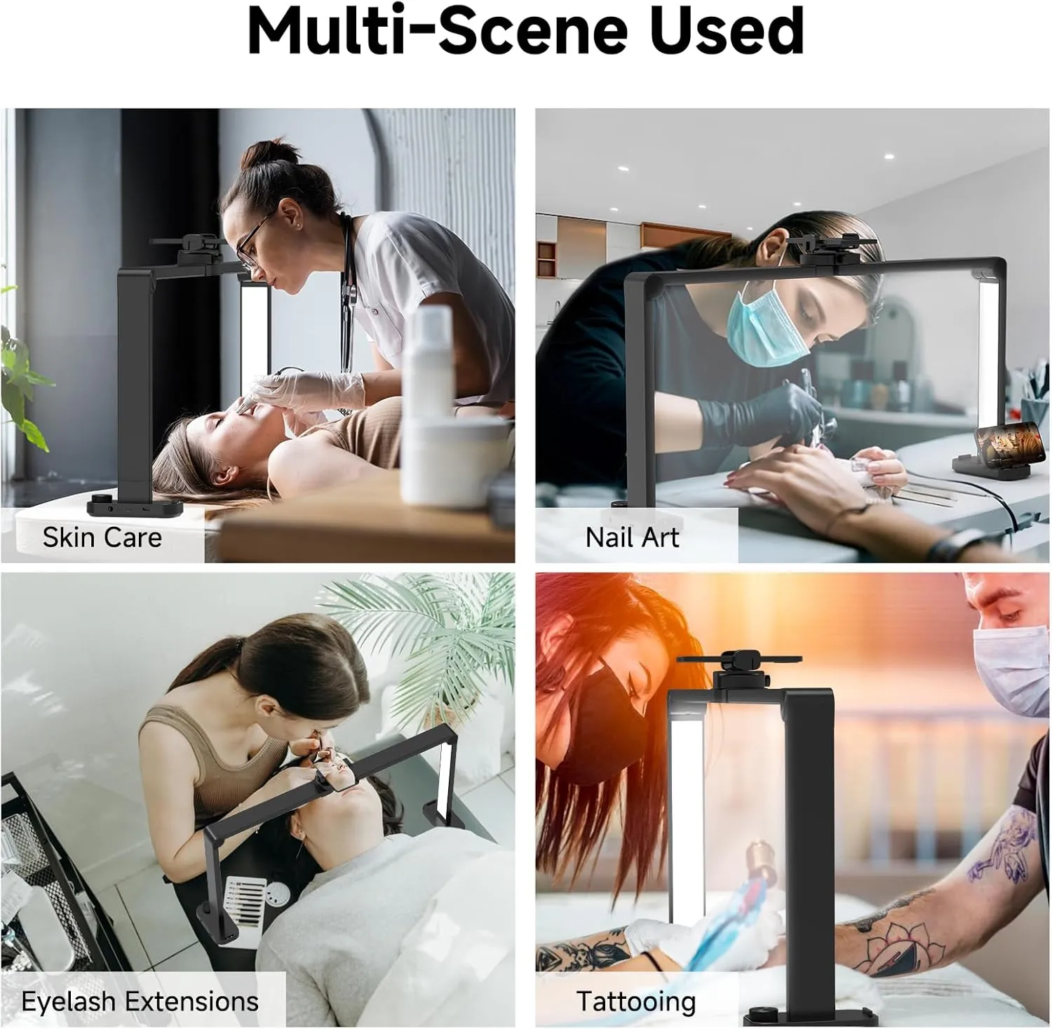 Upgraded Nail Tech Lamp for Desk w/Phone Holder – 34” 40W Foldable LED Desk Light, 3 Color Modes 3000K-6000K, Adjustable Brightness, Ideal for Manicure, Lash Eyelash, Tattoos & More