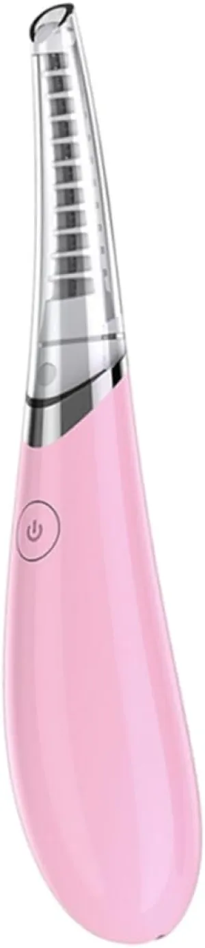 USB Electric Eyelash Curler Painless Heated Makeup Tool with Curved Brush Head Dual Temperature Design Compact for Travel for Natural Curls Pink