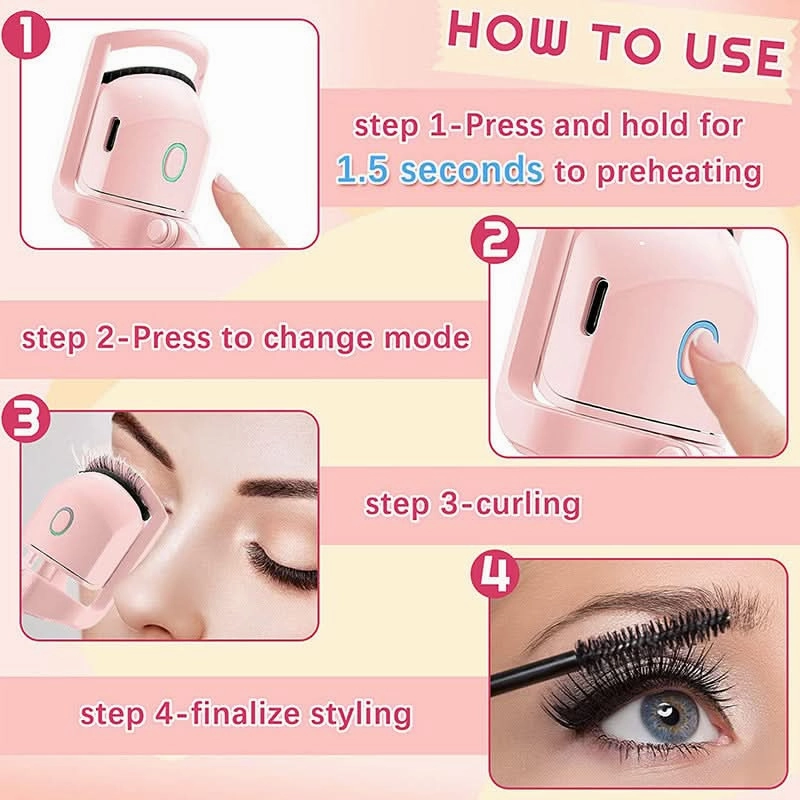 USB Heated Eyelash Curler – Dual Temperature, Portable