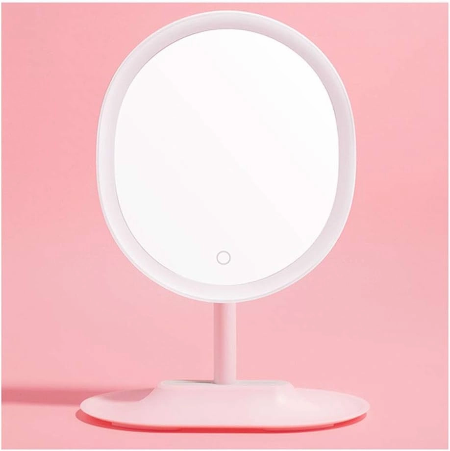 Vanity Mirror Desktop Single-Sided Makeup Mirror High-Definition Oval Bedroom Makeup Mirror Portable Most Suitable for Ladies Gifts Household Cosmetic Mirror
