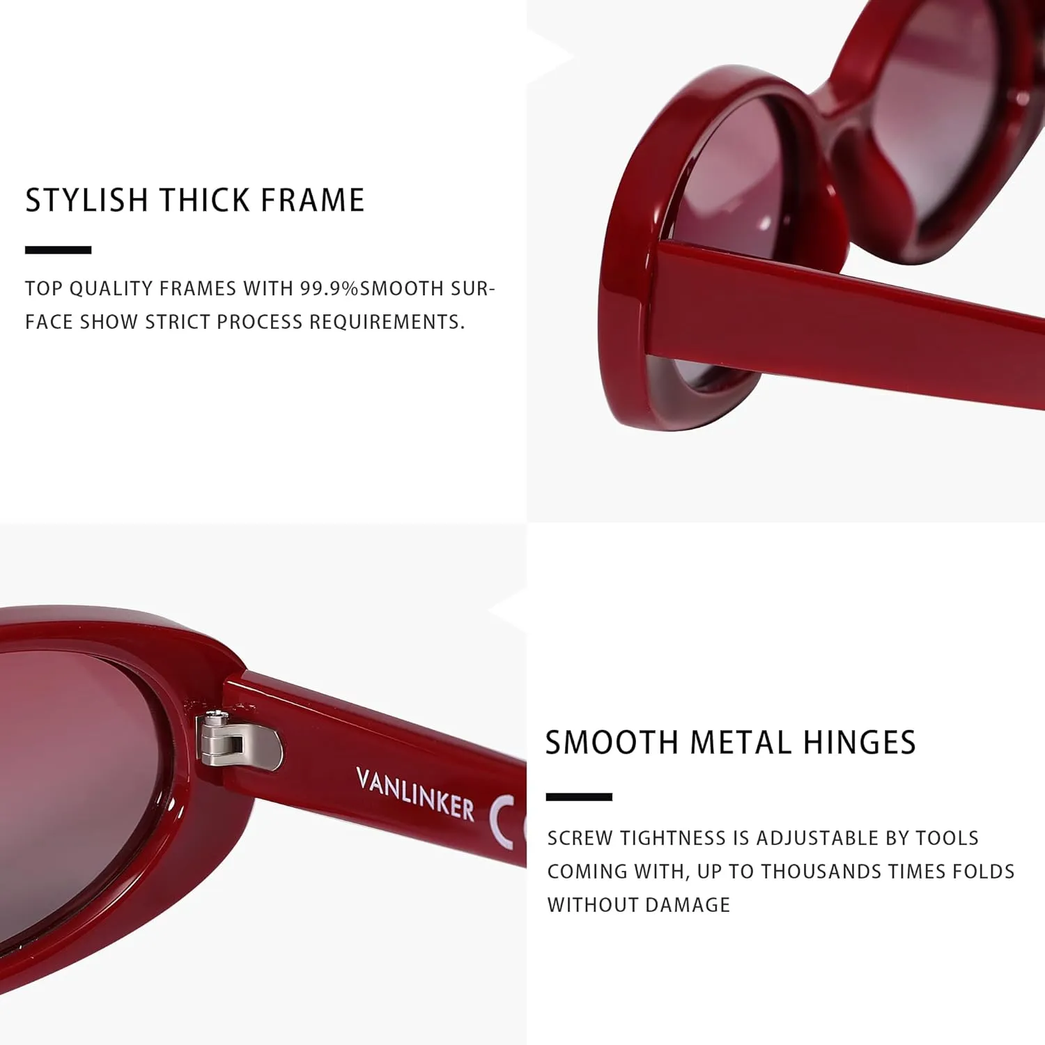 VANLINKER Polarized Retro Oval Sunglasses for Women and Men Small 90s Style VL9580