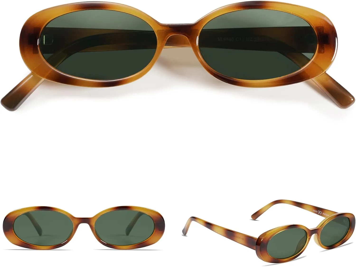 VANLINKER Polarized Retro Oval Sunglasses for Women and Men Small 90s Style VL9580