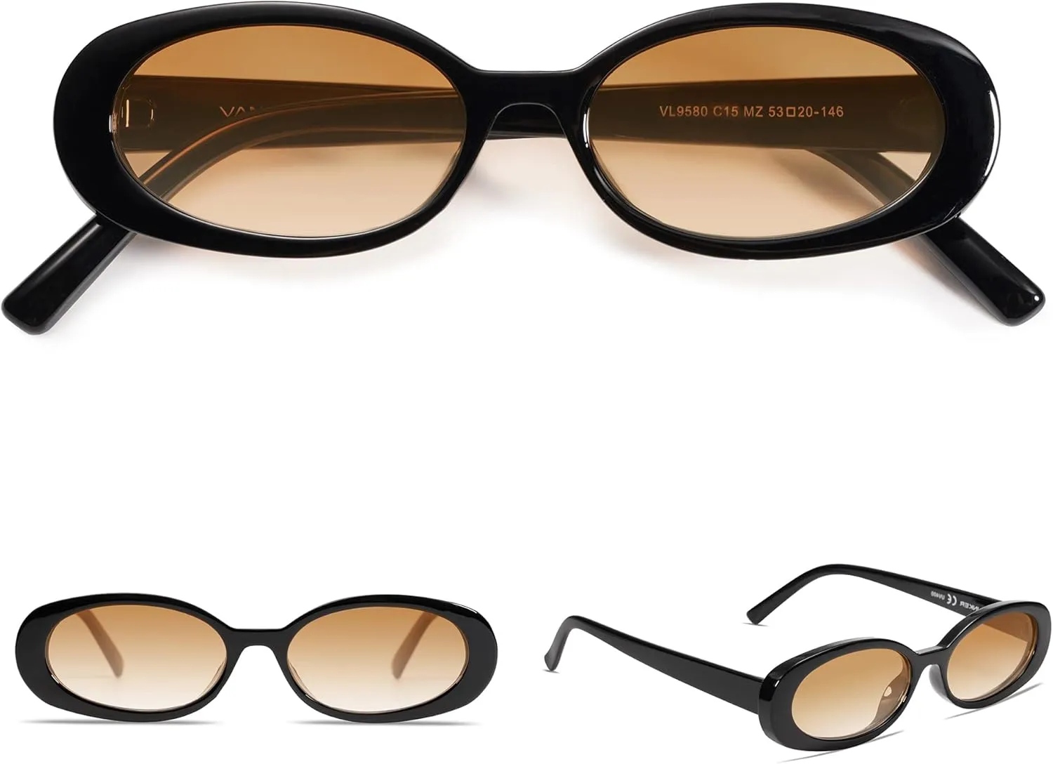VANLINKER Polarized Retro Oval Sunglasses for Women and Men Small 90s Style VL9580