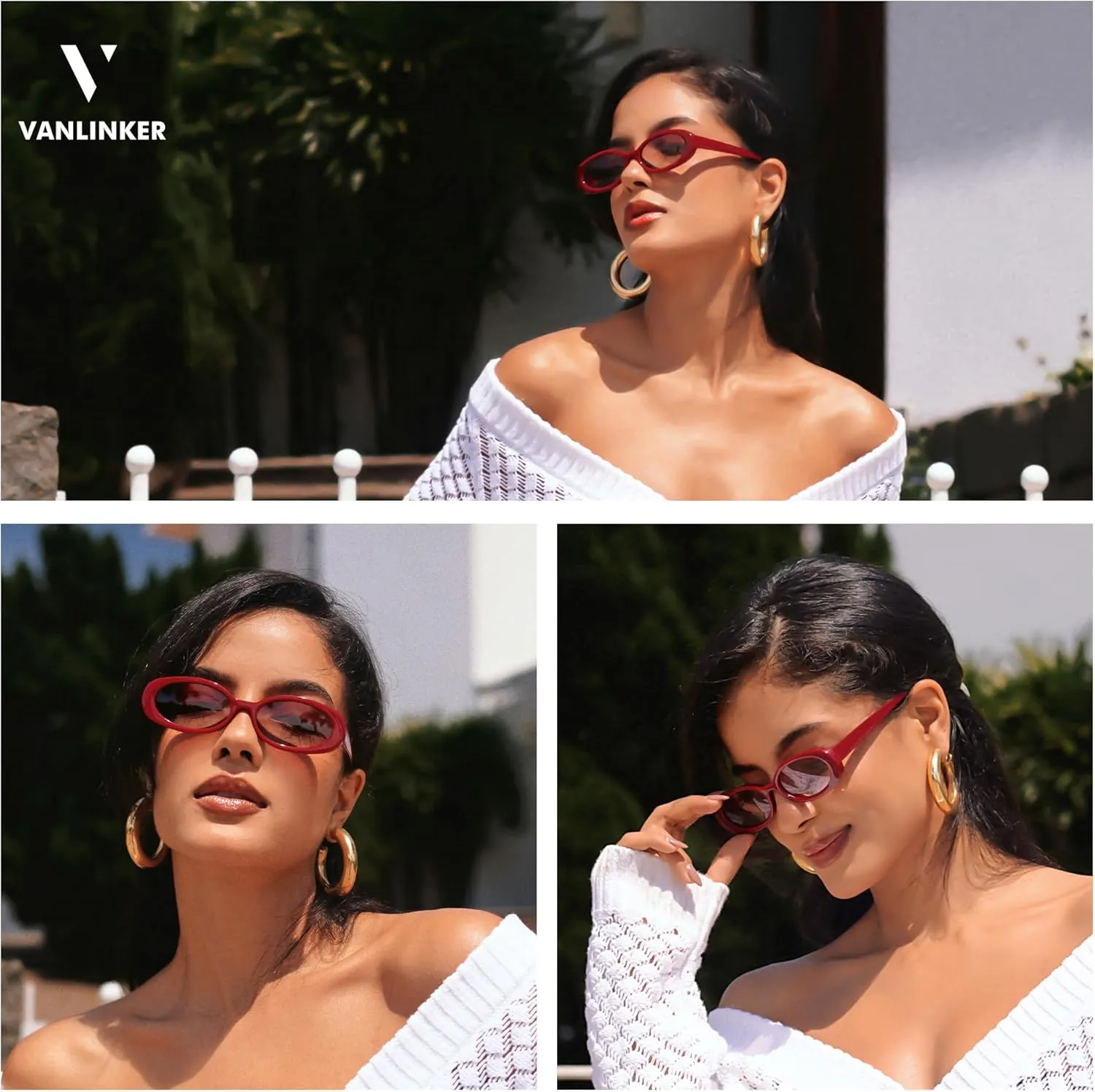 VANLINKER Polarized Retro Oval Sunglasses for Women and Men Small 90s Style VL9580
