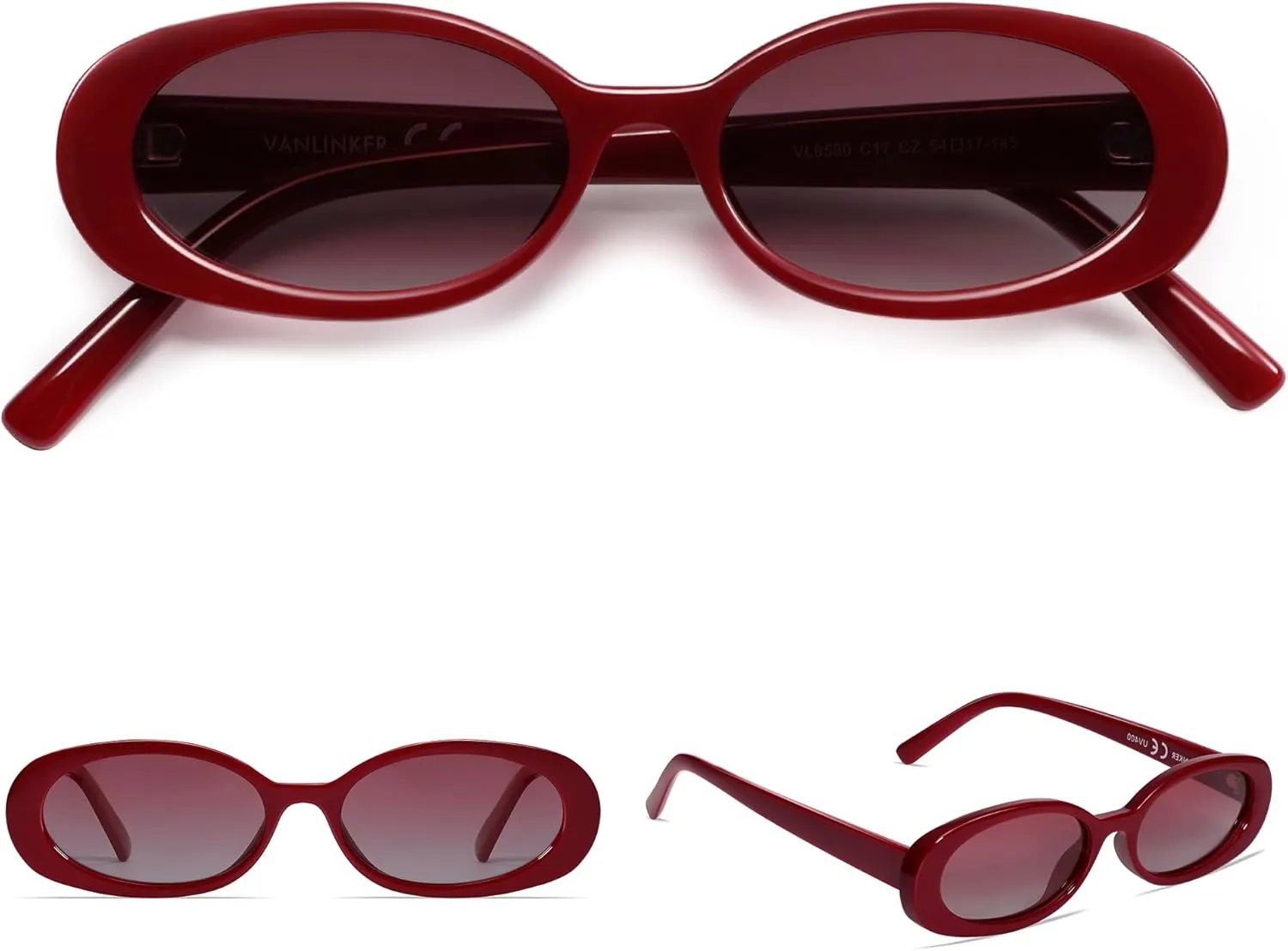 VANLINKER Polarized Retro Oval Sunglasses for Women and Men Small 90s Style VL9580