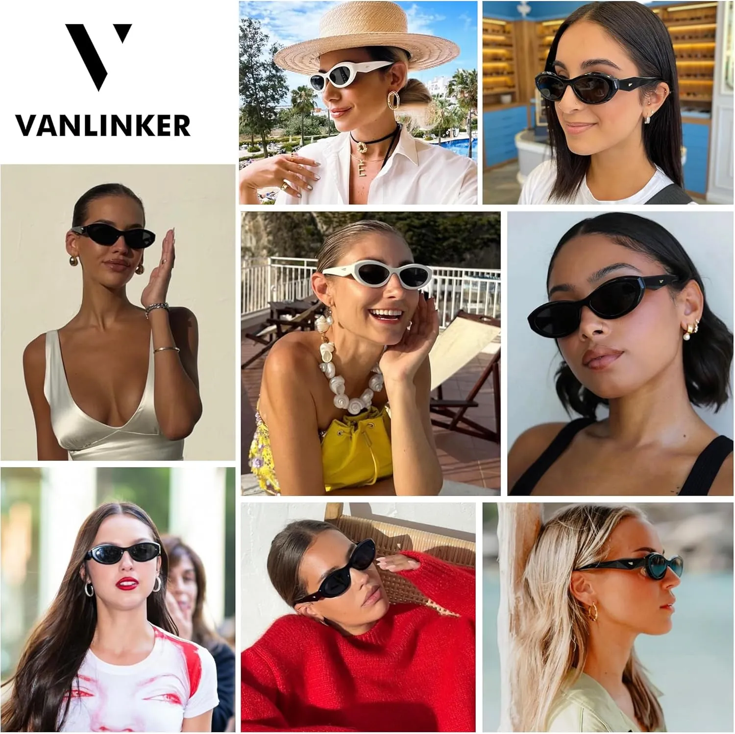 VANLINKER Trendy Small Polarized Cat Eye Sunglasses for Women Thick Oval Shades VL9777