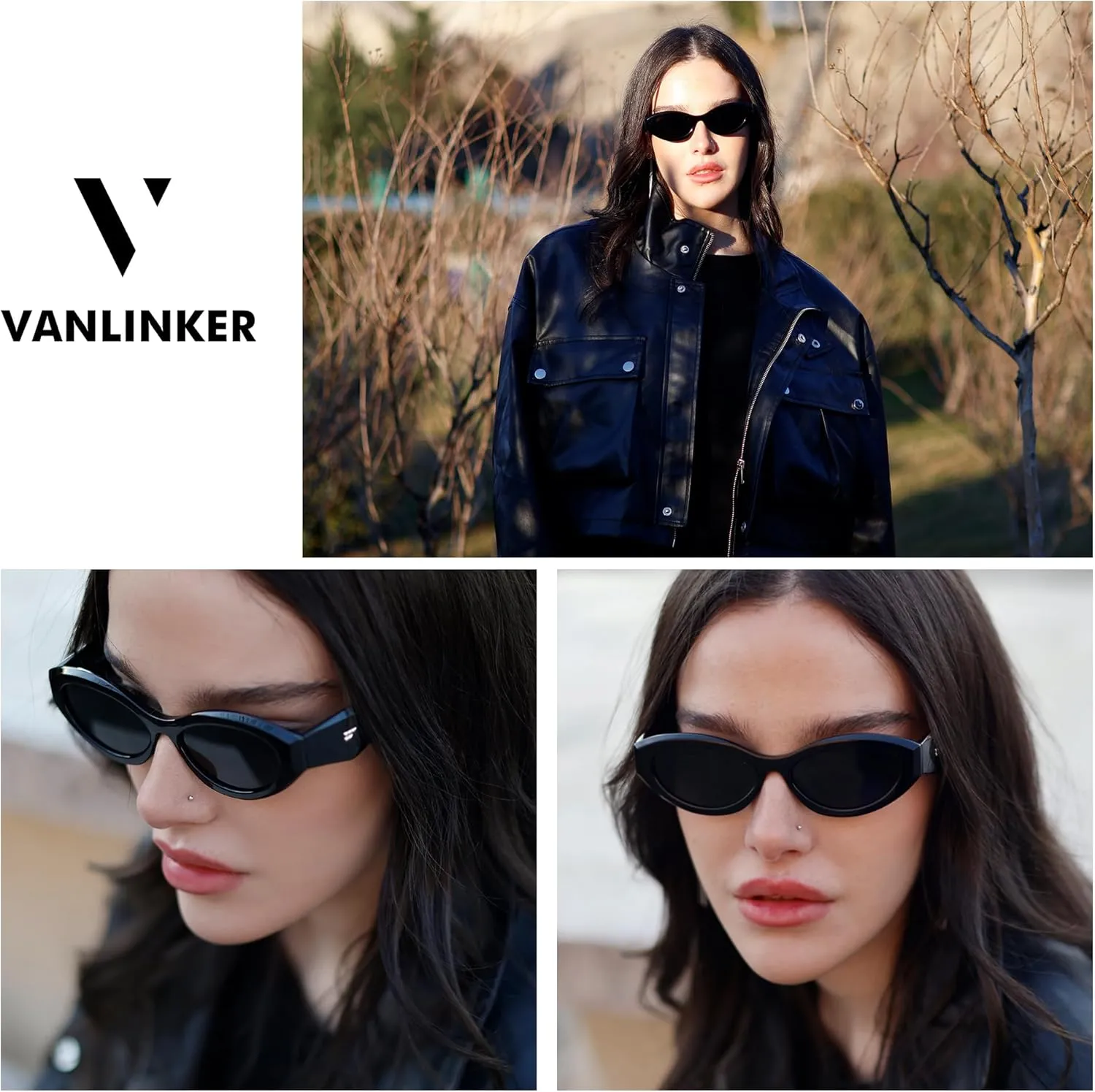 VANLINKER Trendy Small Polarized Cat Eye Sunglasses for Women Thick Oval Shades VL9777