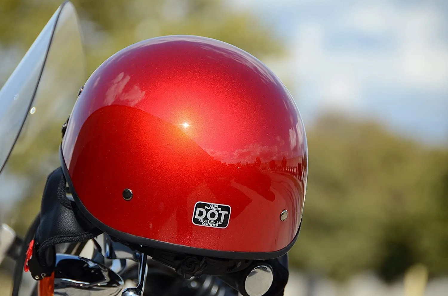 Vega Motorcycle Warrior II Half Helmet with Special Size Adjuster Sun Visor Quick Release Buckle DOT Approved Suits Men Women