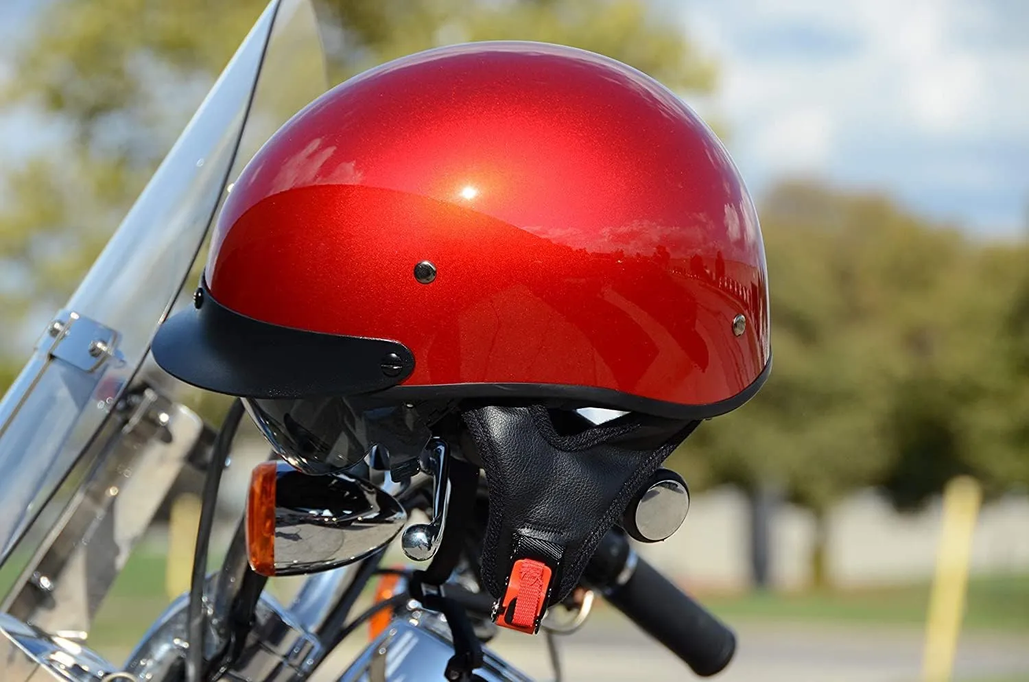 Vega Motorcycle Warrior II Half Helmet with Special Size Adjuster Sun Visor Quick Release Buckle DOT Approved Suits Men Women
