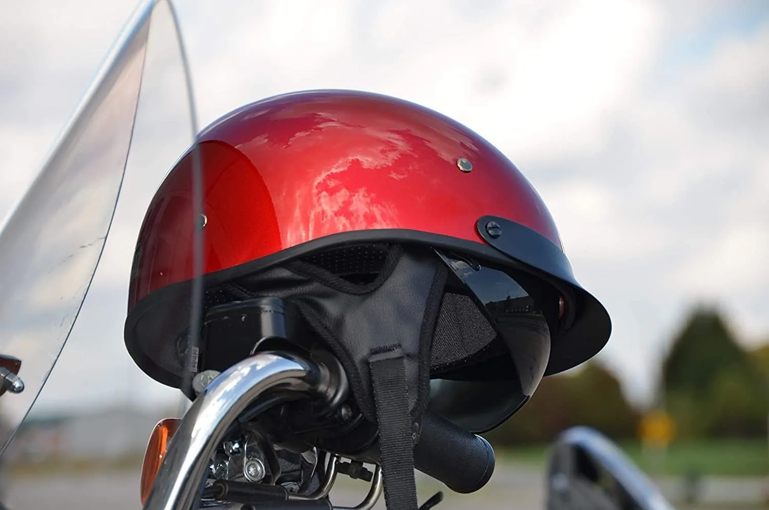 Vega Motorcycle Warrior II Half Helmet with Special Size Adjuster Sun Visor Quick Release Buckle DOT Approved Suits Men Women