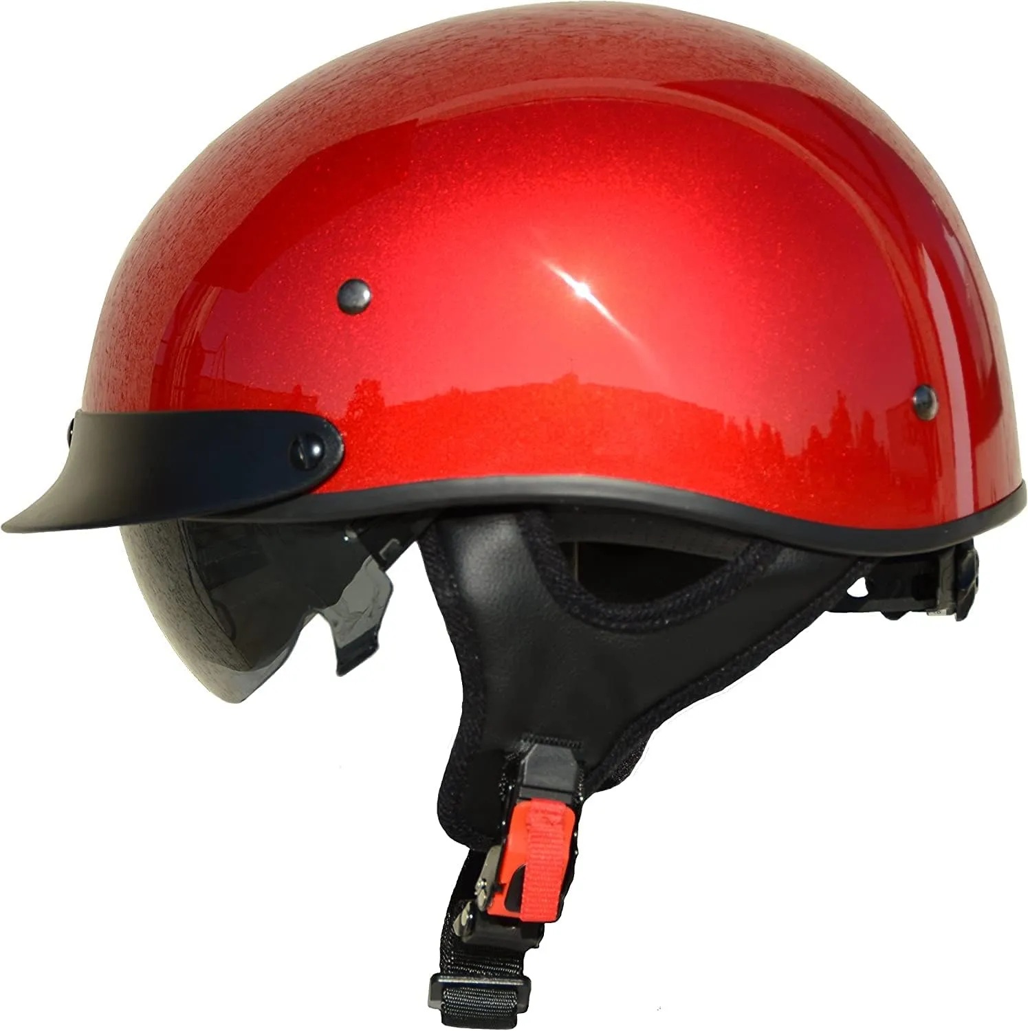 Vega Motorcycle Warrior II Half Helmet with Special Size Adjuster Sun Visor Quick Release Buckle DOT Approved Suits Men Women