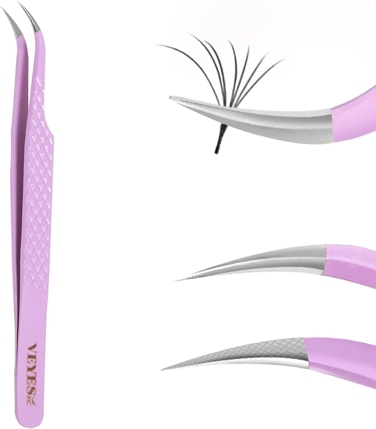 VEYES INC Fiber Tip Eyelash Extension Tweezers Volume J45 Lash Tweezers For Professional Eyelash Extension Tool