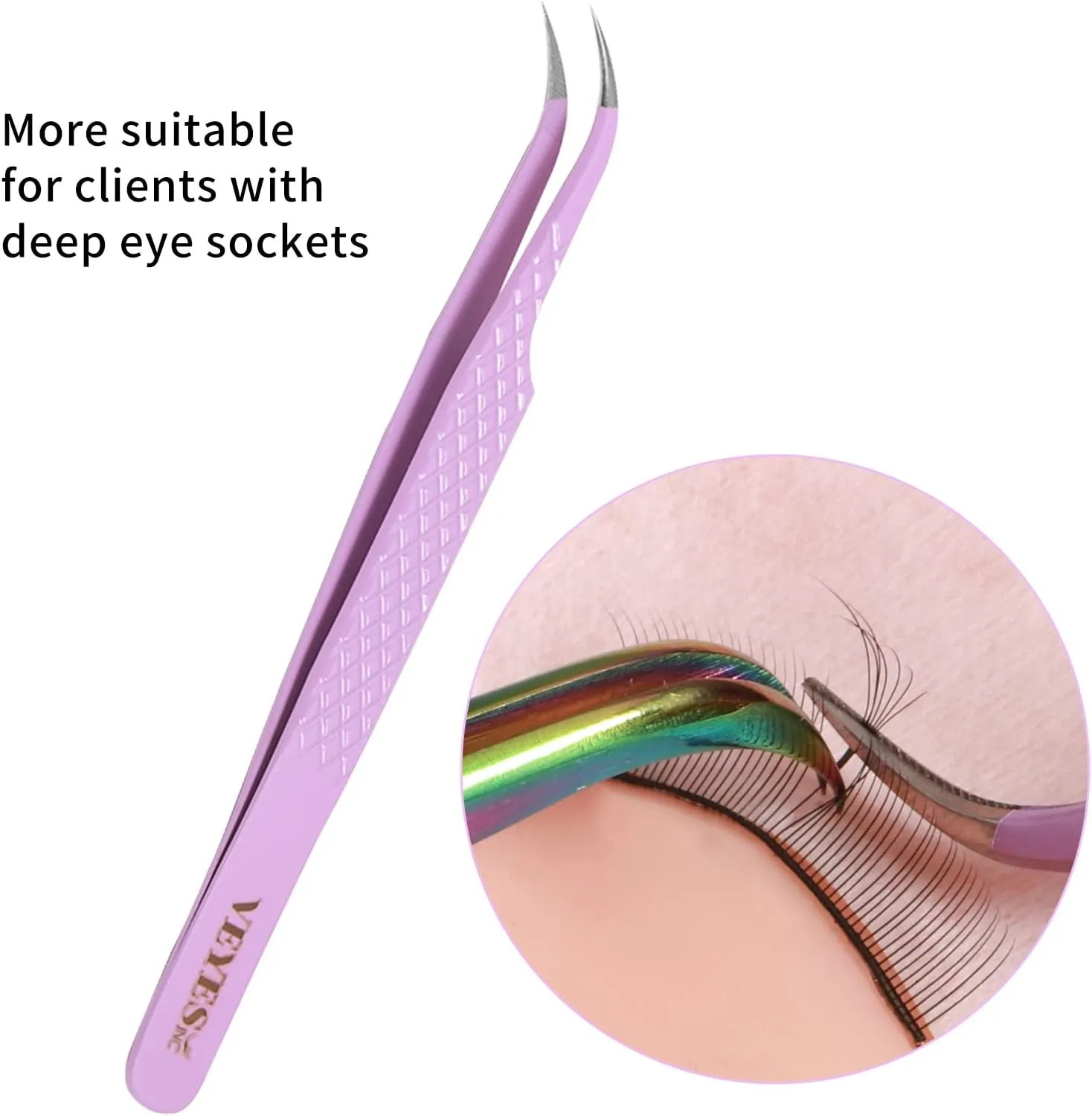 VEYES INC Fiber Tip Eyelash Extension Tweezers Volume J45 Lash Tweezers For Professional Eyelash Extension Tool