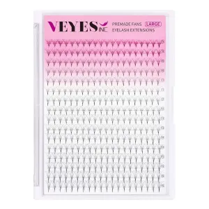 VEYES INC Premade Fans Eyelash Extensions 3D-14D C/D curl 9-16mm Natural & Volume Mixed Length Eyelash Tray, Professional Lash Supplies, Matte Black(5D 0.07 D-curl 9-16mm)