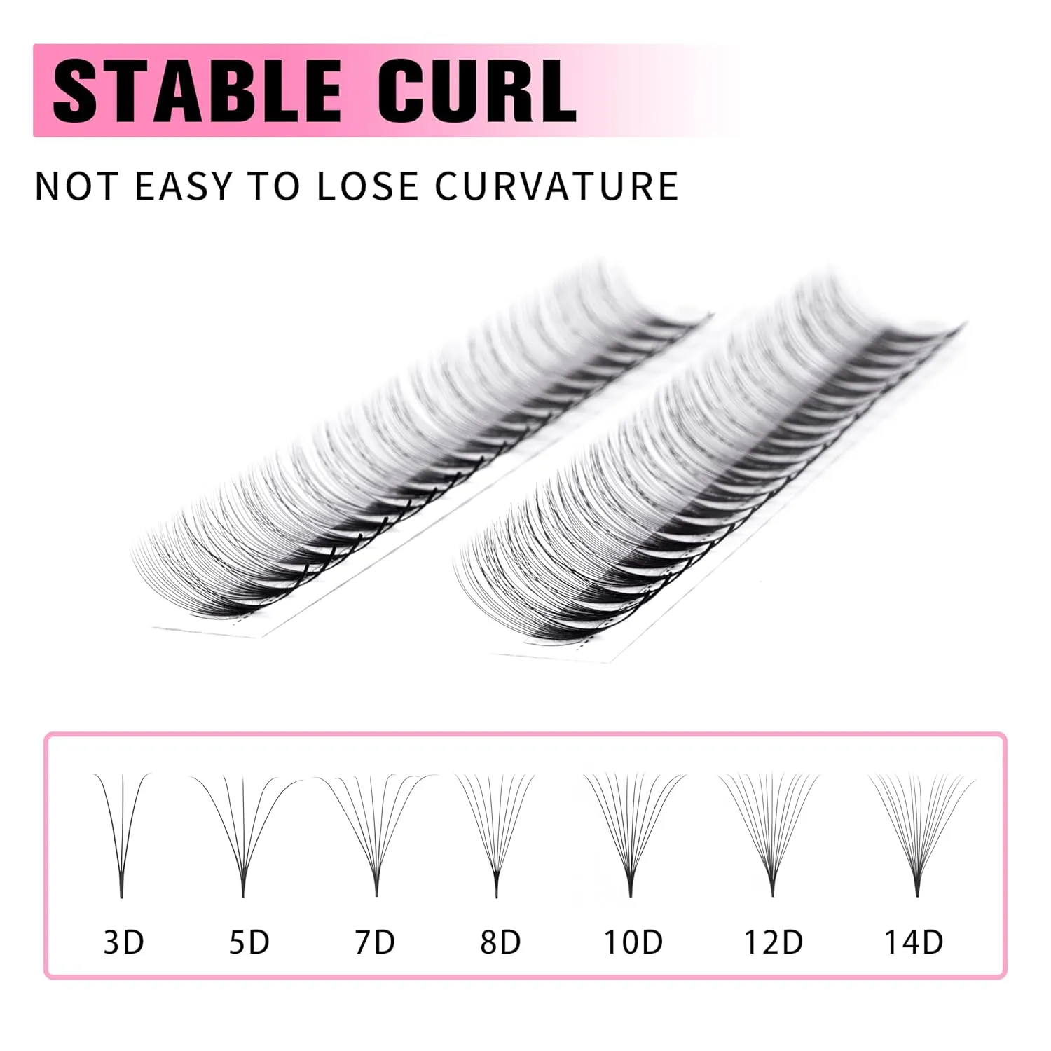VEYES INC Premade Fans Eyelash Extensions 3D-14D C/D curl 9-16mm Natural & Volume Mixed Length Eyelash Tray, Professional Lash Supplies, Matte Black(5D 0.07 D-curl 9-16mm)