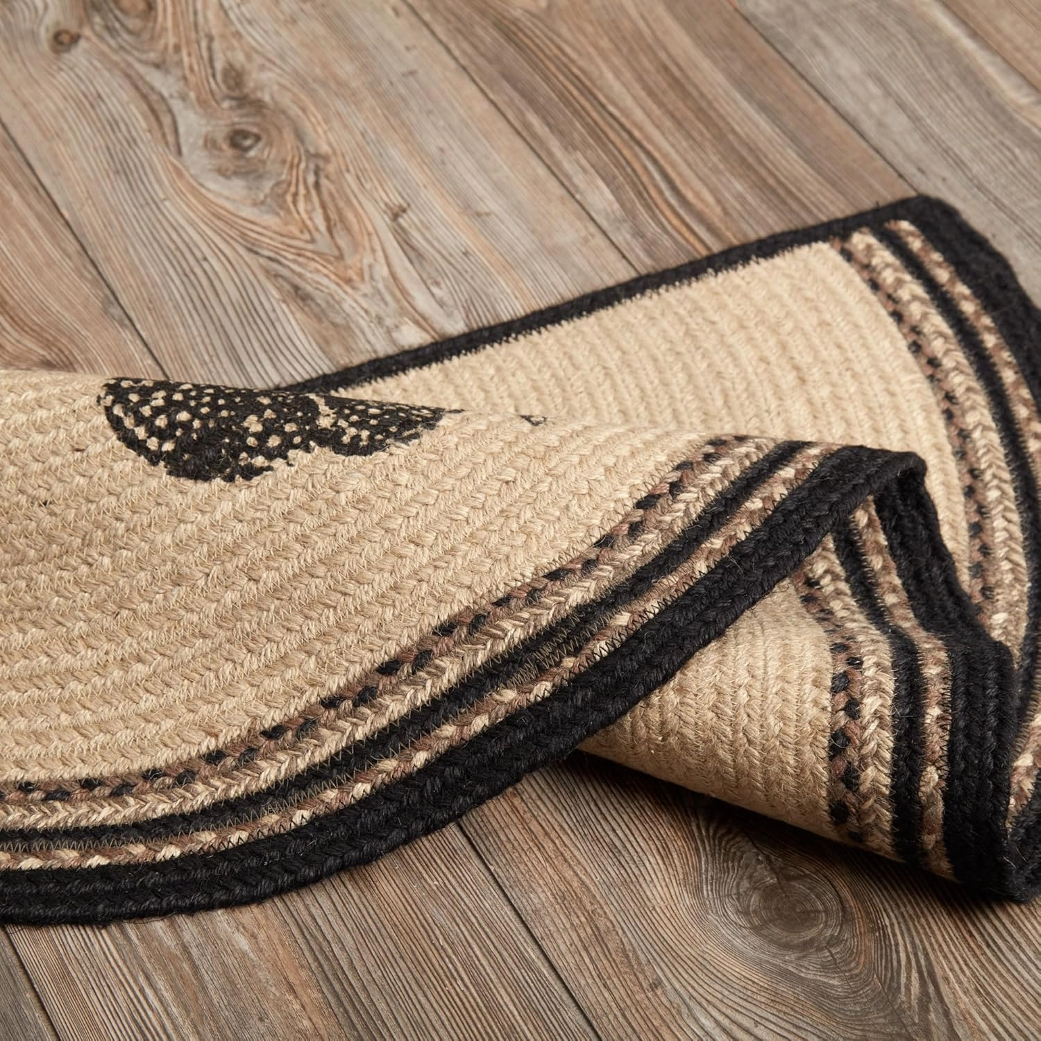 VHC Brands Sawyer Mill Small Jute Half Circle Area Rug Farmhouse Poultry Design, Entryway Kitchen Doormat Non Skid Pad 16.5x33