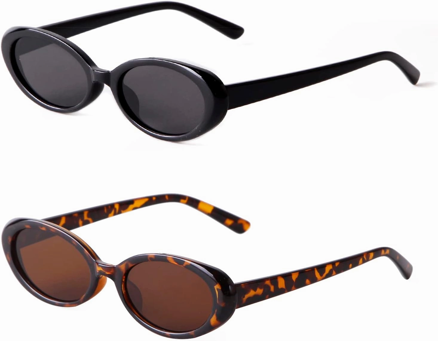 VIA LEECA Trendy Retro Oval Sunglasses for Women, 90s Small Y2K Fashion Vintage Narrow Sun Glasses