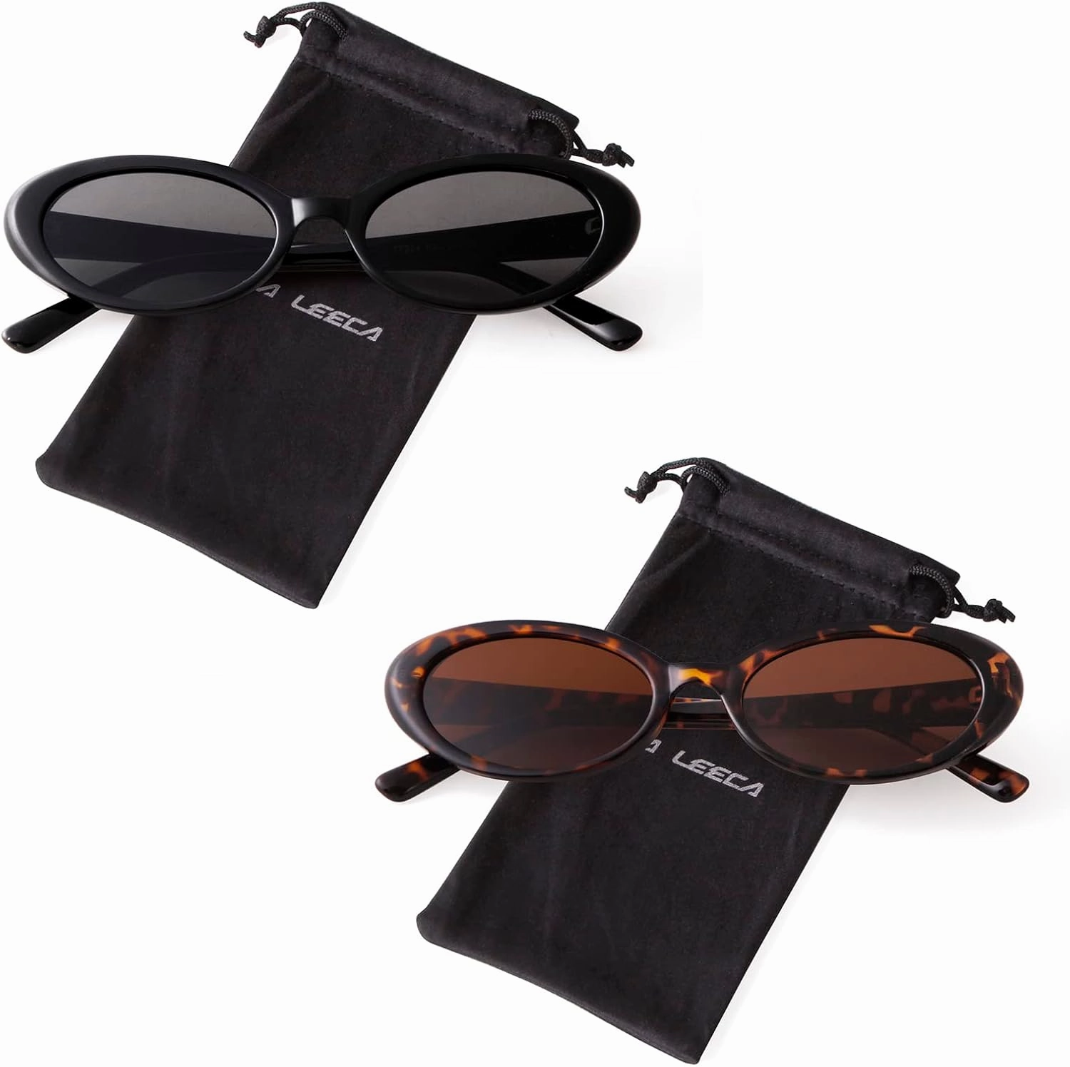 VIA LEECA Trendy Retro Oval Sunglasses for Women, 90s Small Y2K Fashion Vintage Narrow Sun Glasses
