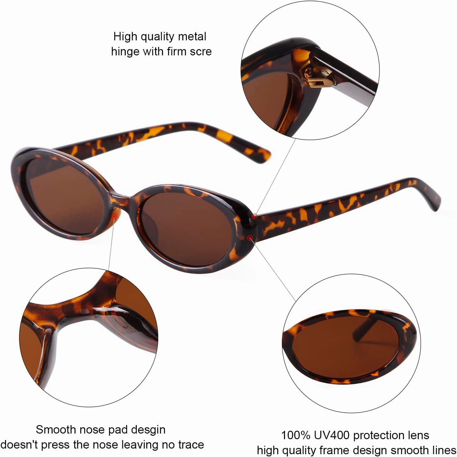 VIA LEECA Trendy Retro Oval Sunglasses for Women, 90s Small Y2K Fashion Vintage Narrow Sun Glasses