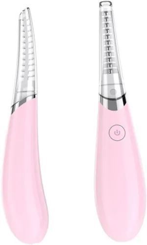 VICASKY USB Heated Eyelash Curler Electric Eyelash Perm Device with Curved Brush Head Dual Temperature Settings Quick Preheating for Effortless Curling Makeup Tool Pink