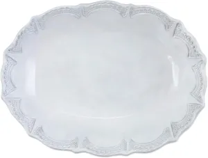 Vietri Incanto White Lace Small Oval Serving Bowl, Artisan Earthenware Dinner Party Serveware Dish