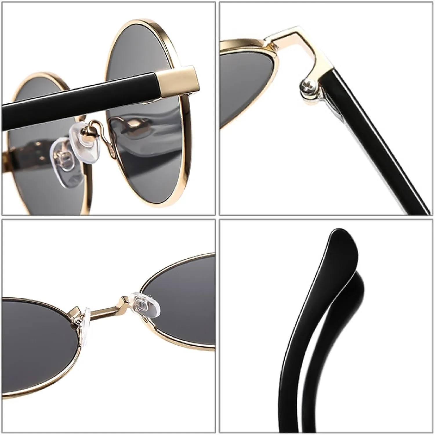 Vintage Small Metal Oval Women Sunglasses Fashion Clear Gradient Shades Uv400 Men Punk Sun Glasses