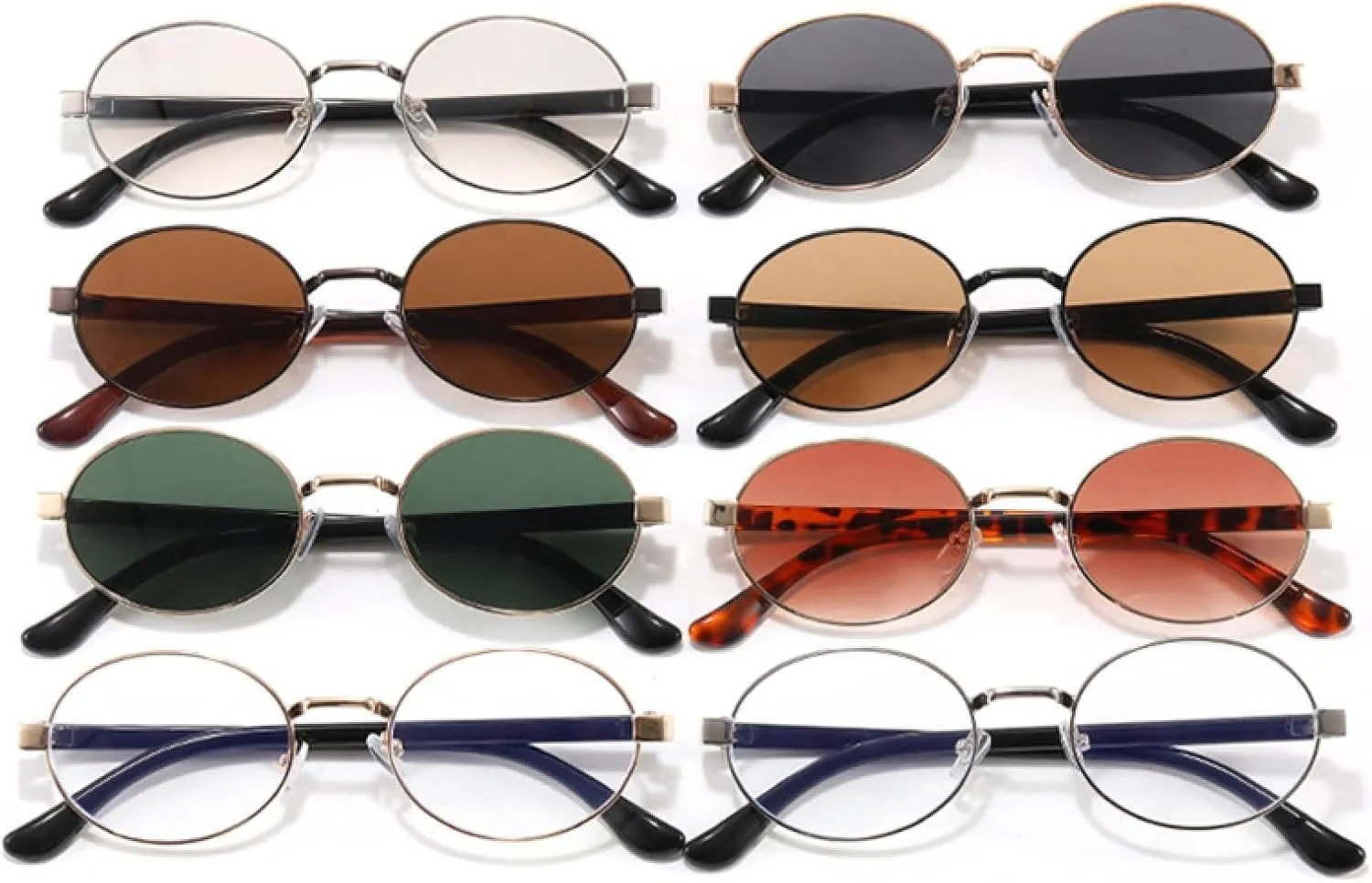 Vintage Small Metal Oval Women Sunglasses Fashion Clear Gradient Shades Uv400 Men Punk Sun Glasses