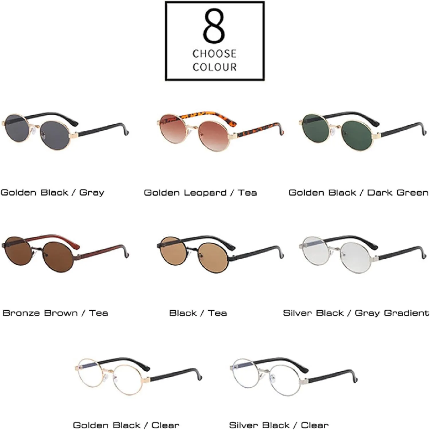Vintage Small Metal Oval Women Sunglasses Fashion Clear Gradient Shades Uv400 Men Punk Sun Glasses