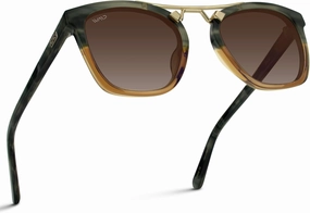 WearMe Pro WMP Eyewear - Women's Oversized Polarized Sunglasses: Square Vintage Style with Metal Double-Bar Bridge