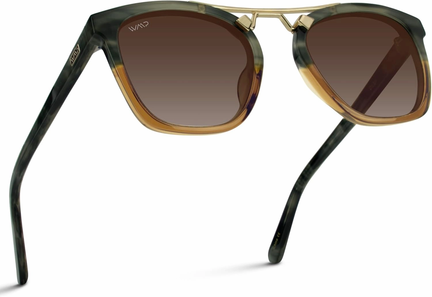 WearMe Pro WMP Eyewear - Women's Oversized Polarized Sunglasses: Square Vintage Style with Metal Double-Bar Bridge