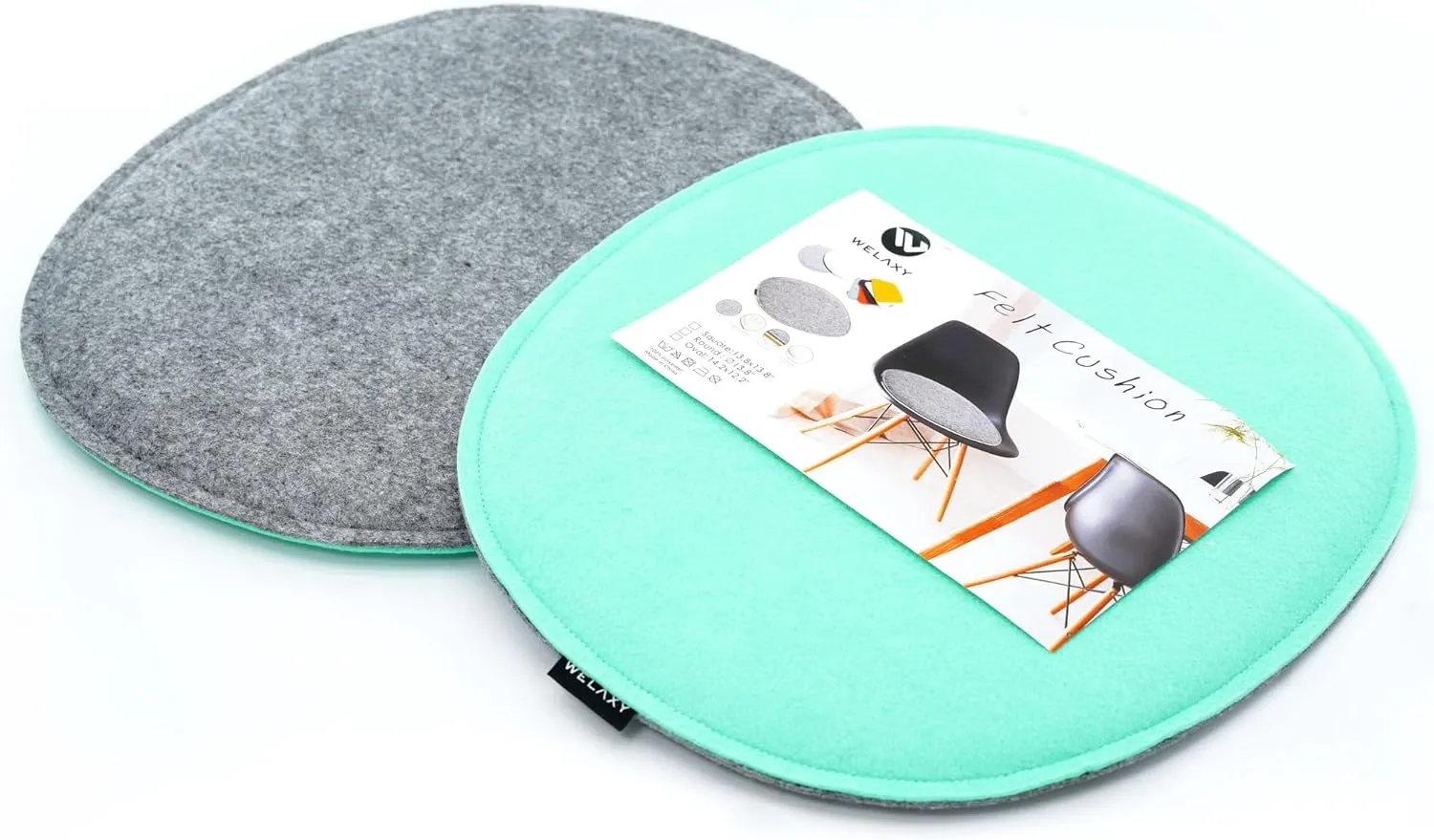 Welaxy Felt Chair Pads seat Cushion DSW Plastic Chairs Pads 2-Piece Oval Shape Easter Spring Gifts Resolution (Mint Green   Gray)