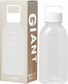 WEMUG Giant water bottle 1000ml 34oz (Leak safe) light weight Plastic Bottle (Clear)