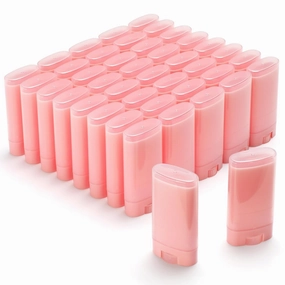 Wesiti 100 Pcs Plastic Empty Deodorant Containers 1/2 oz Travel Deodorant 15ml Refillable Containers Tubes Oval Lip Balm Tubes for Lip Balm DIY(Pink)