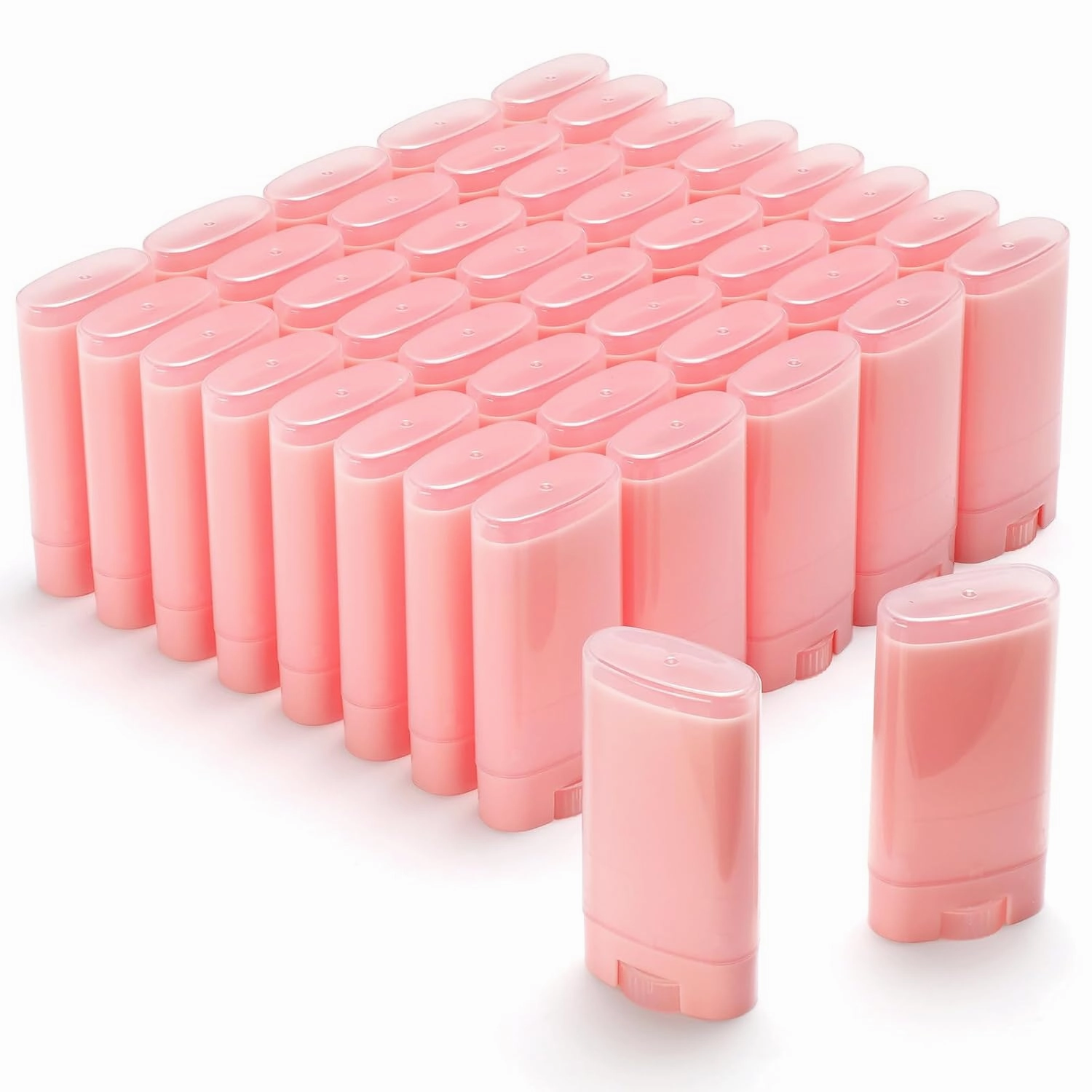 Wesiti 100 Pcs Plastic Empty Deodorant Containers 1/2 oz Travel Deodorant 15ml Refillable Containers Tubes Oval Lip Balm Tubes for Lip Balm DIY(Pink)