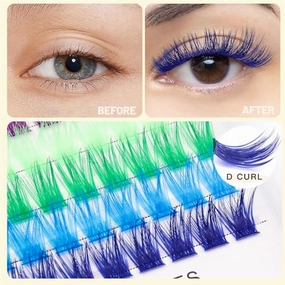 Wide Stem With Various Colored False Eyelashes D Curl Eyelash String 10-20mm Choose Professional Makeup Personal Eyelash String Grafted Eyelash Extension Cluster（10 colors-10mm Lashes Kit）