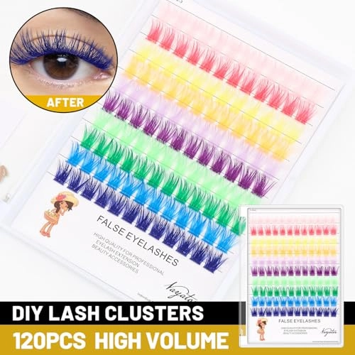 Wide Stem With Various Colored False Eyelashes D Curl Eyelash String 10-20mm Choose Professional Makeup Personal Eyelash String Grafted Eyelash Extension Cluster（10 colors-10mm Lashes Kit）