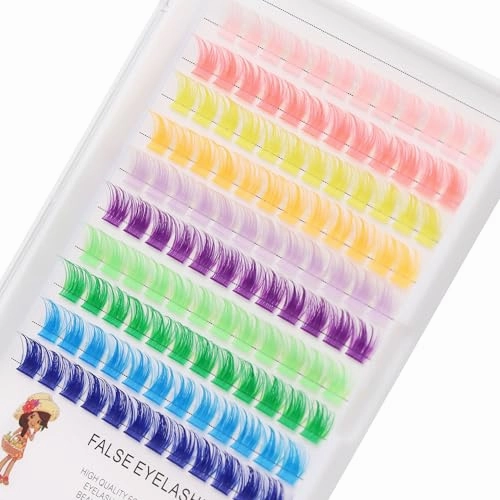 Wide Stem With Various Colored False Eyelashes D Curl Eyelash String 10-20mm Choose Professional Makeup Personal Eyelash String Grafted Eyelash Extension Cluster（10 colors-10mm Lashes Kit）