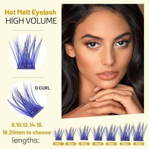 Wide Stem With Various Colored False Eyelashes D Curl Eyelash String 10-20mm Choose Professional Makeup Personal Eyelash String Grafted Eyelash Extension Cluster（10 colors-10mm Lashes Kit）