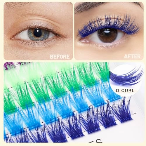 Wide Stem With Various Colored False Eyelashes D Curl Eyelash String 10-20mm Choose Professional Makeup Personal Eyelash String Grafted Eyelash Extension Cluster（10 colors-10mm Lashes Kit）