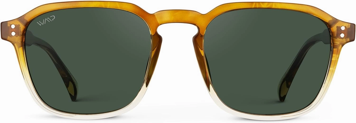 WMP Eyewear - Men's Polarized Square Sunglasses, Wide Fit: Modern Retro Style with Unique Color Combos